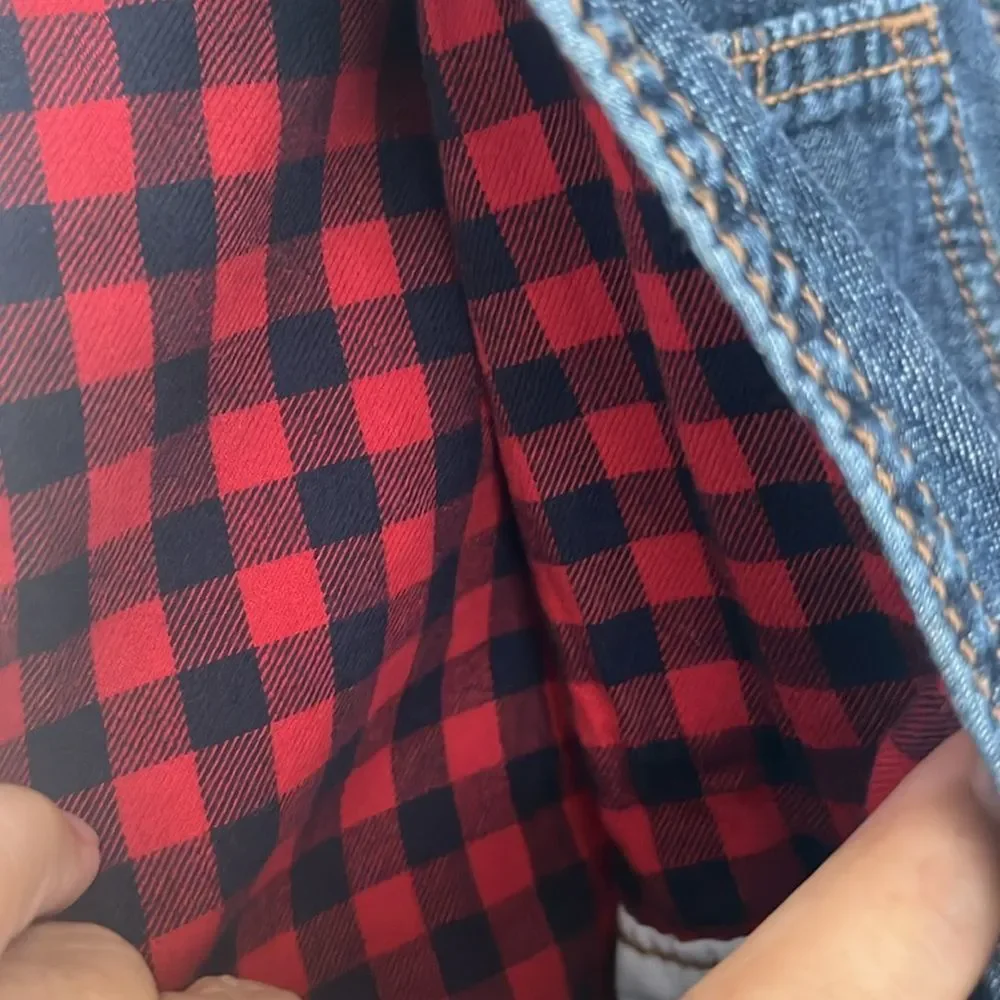 Oshkosh B’Gosh Vestbak Flannel Lined Buffalo Plaid Jean Denim Overalls 24 months